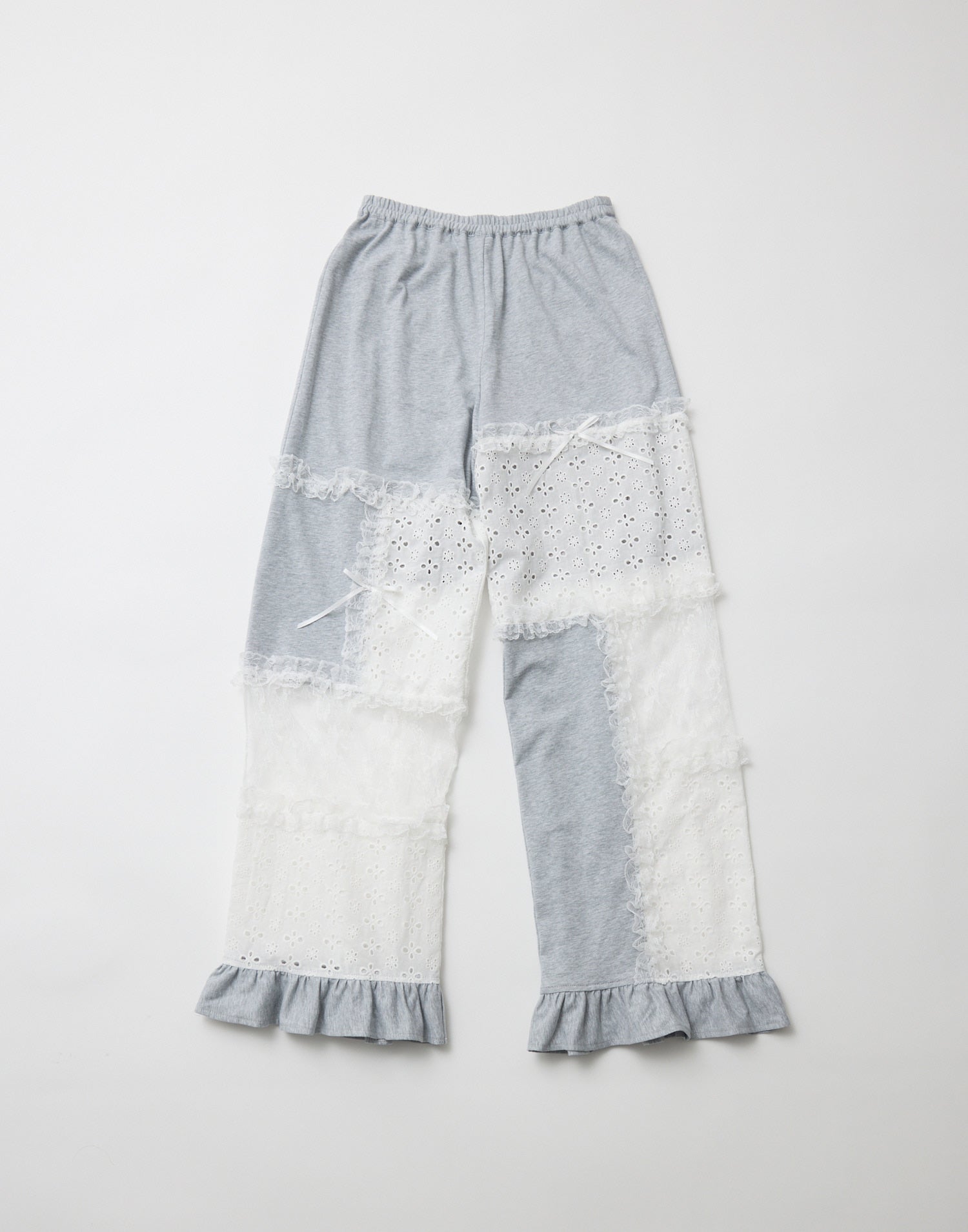 Lolime patchwork lace frill pants