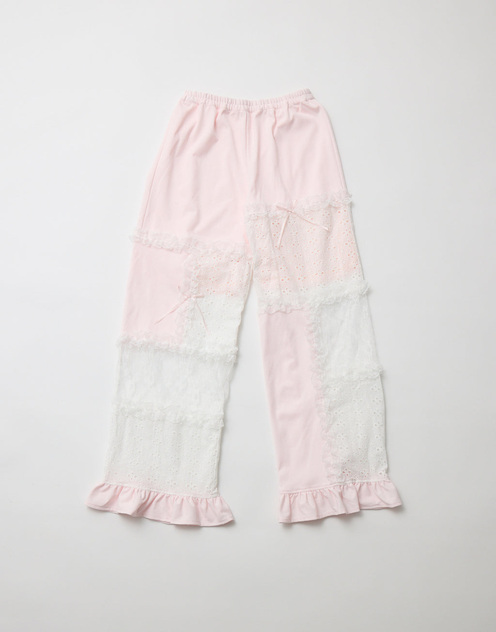 Lolime patchwork lace frill pants