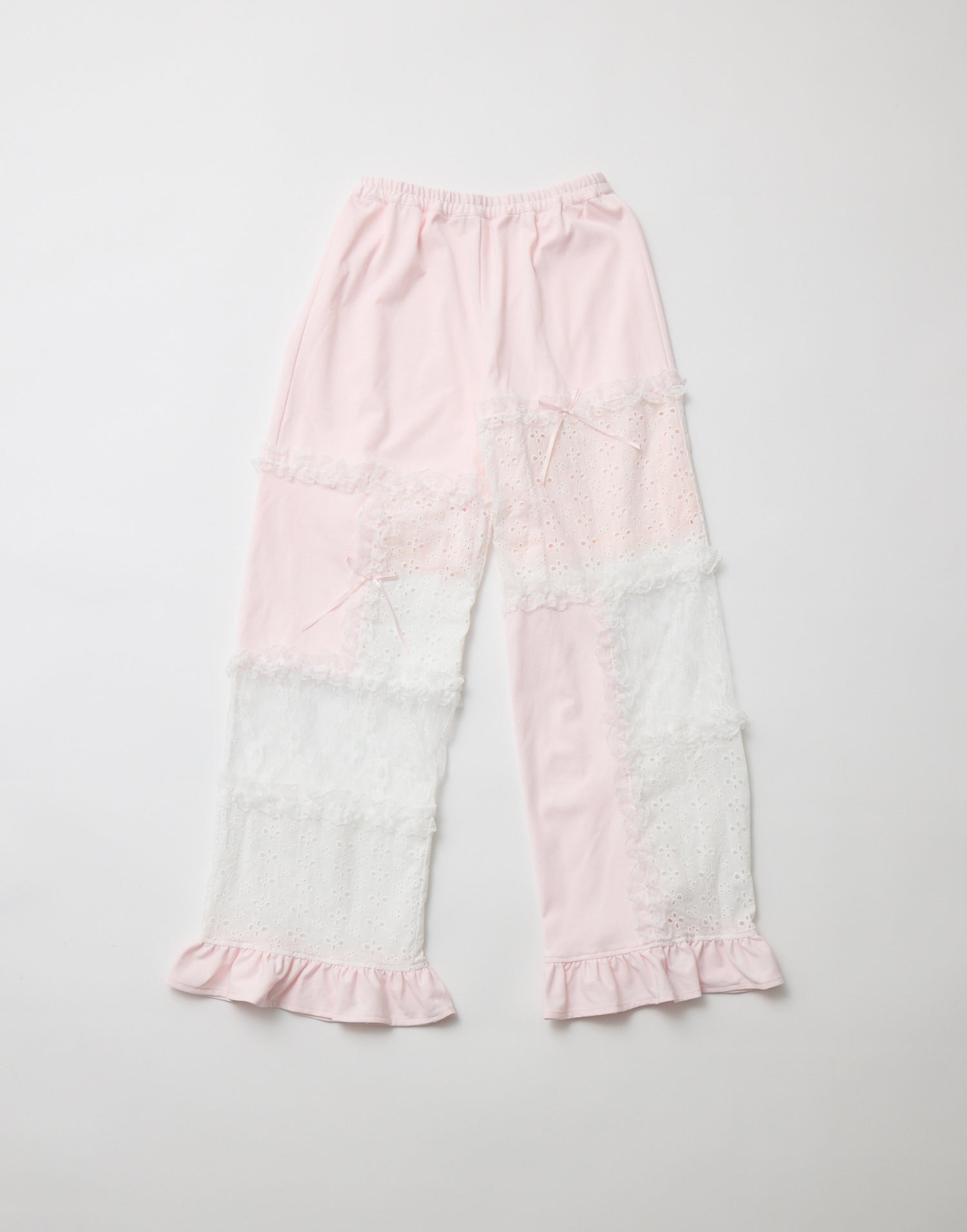 Lolime patchwork lace frill pants