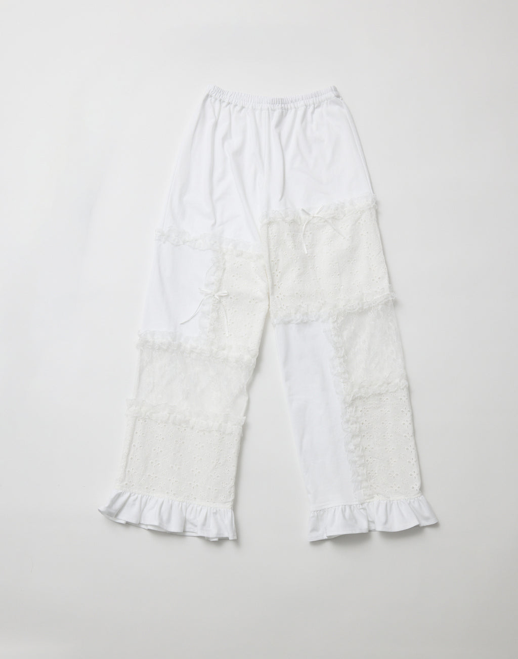 Lolime patchwork lace frill pants