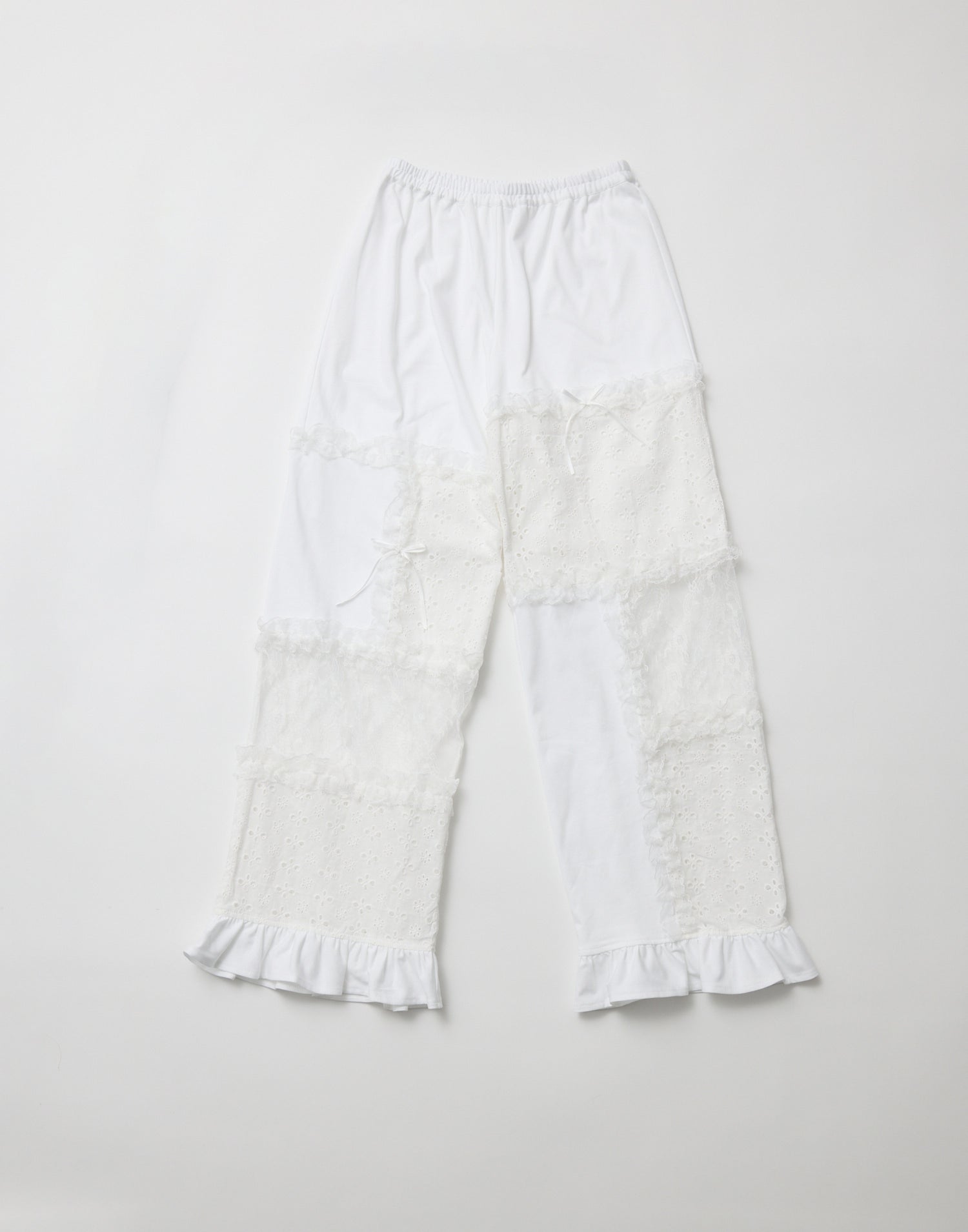 Lolime patchwork lace frill pants