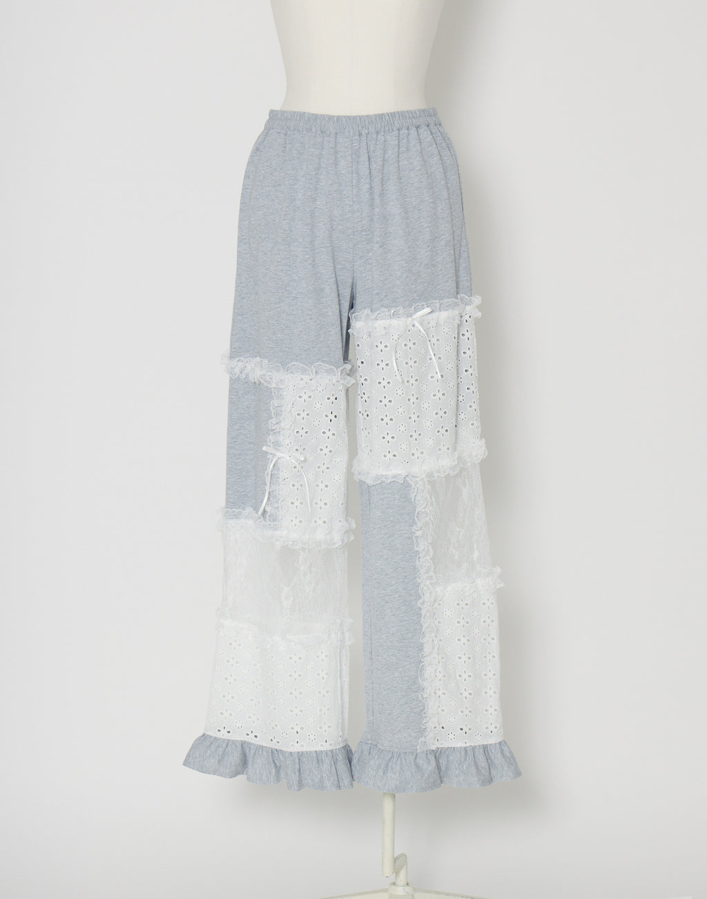 Lolime patchwork lace frill pants