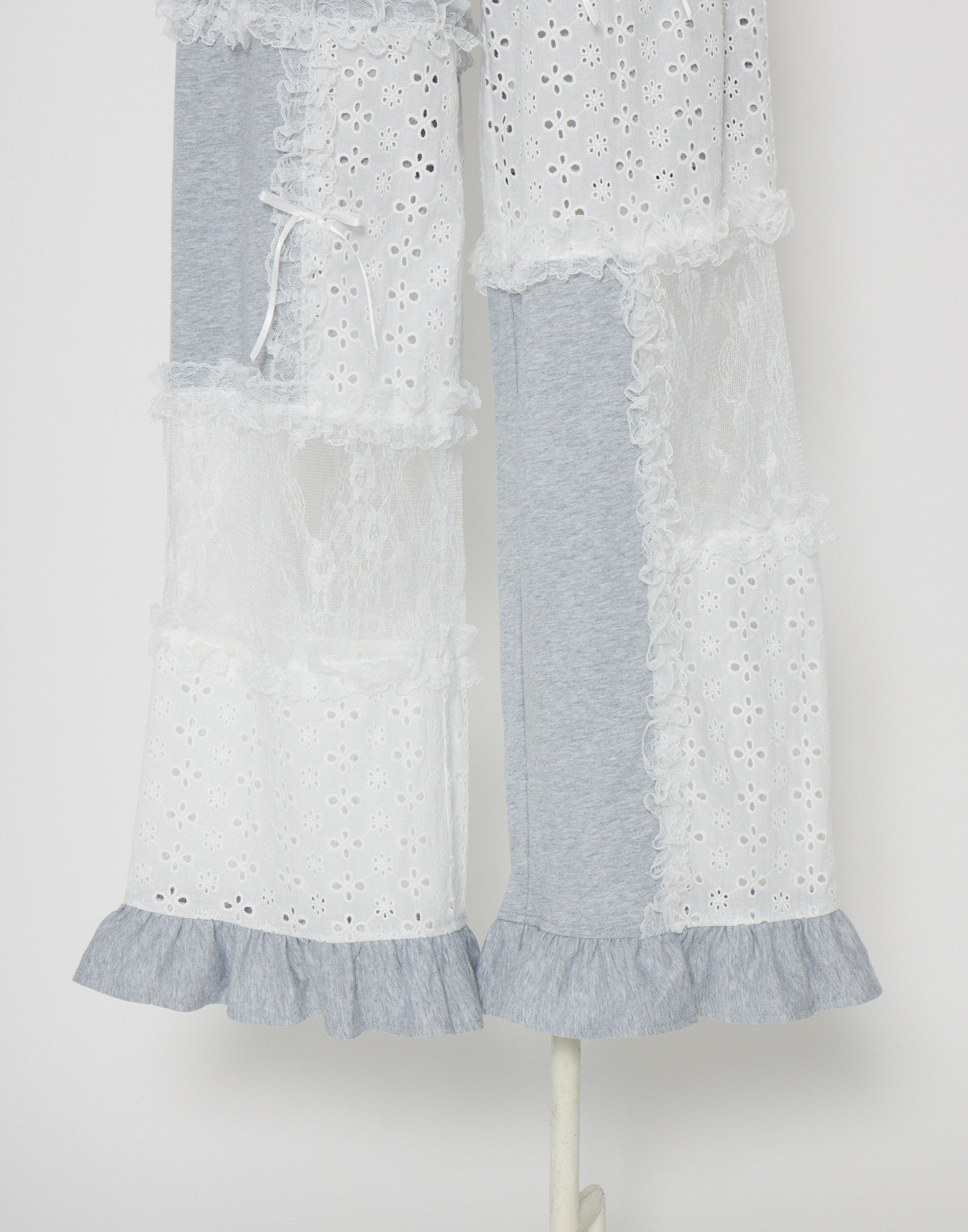 Lolime patchwork lace frill pants