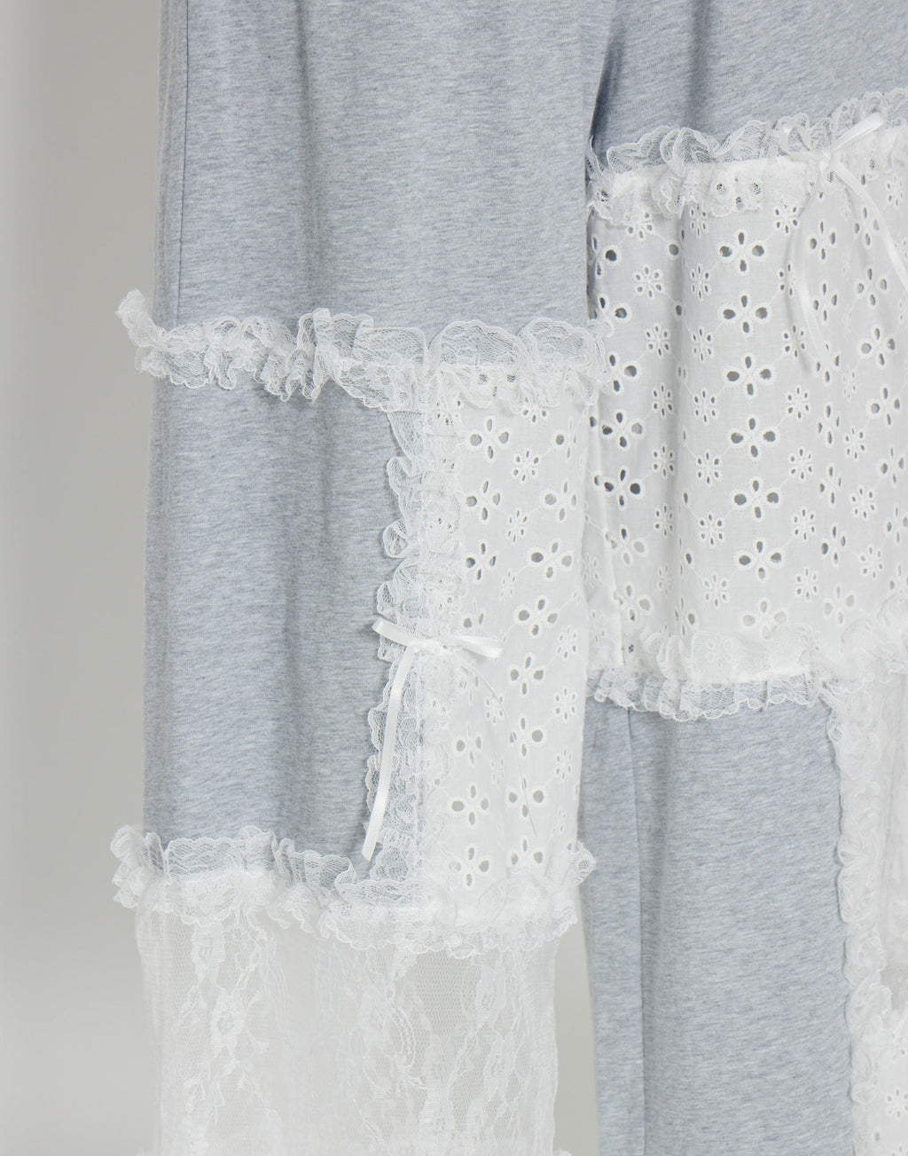 Lolime patchwork lace frill pants