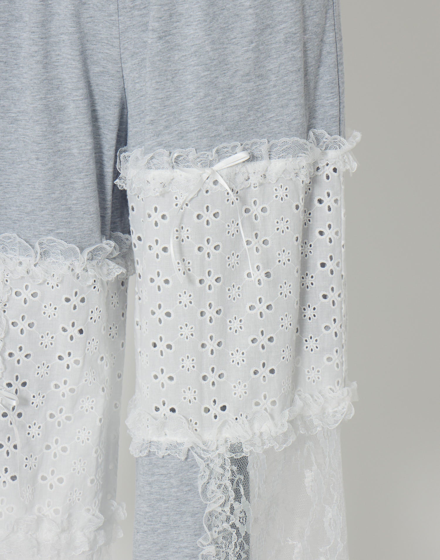 Lolime patchwork lace frill pants