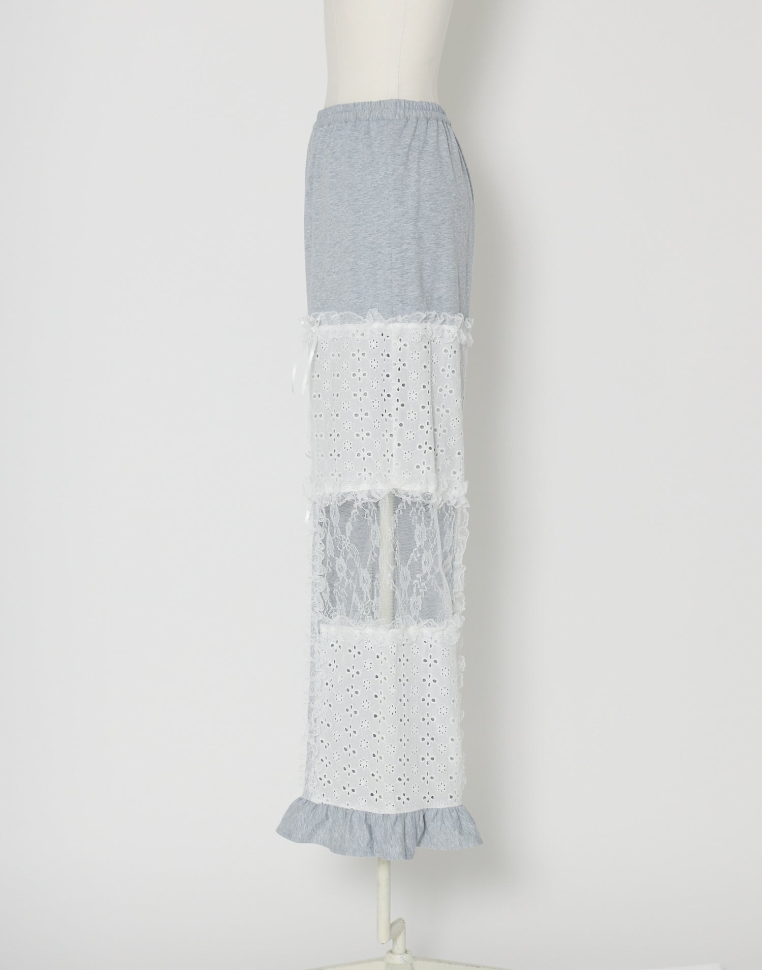 Lolime patchwork lace frill pants