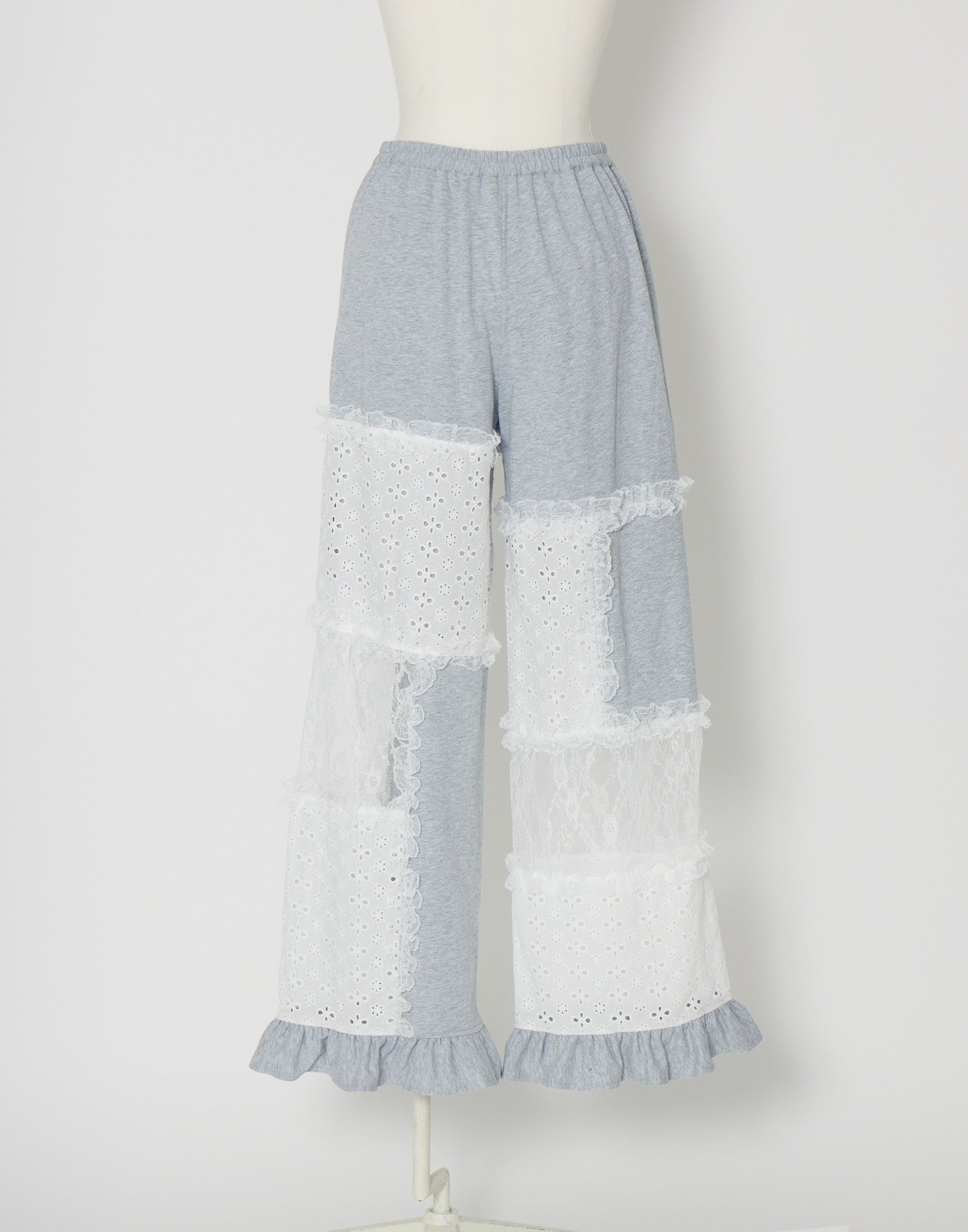 Lolime patchwork lace frill pants