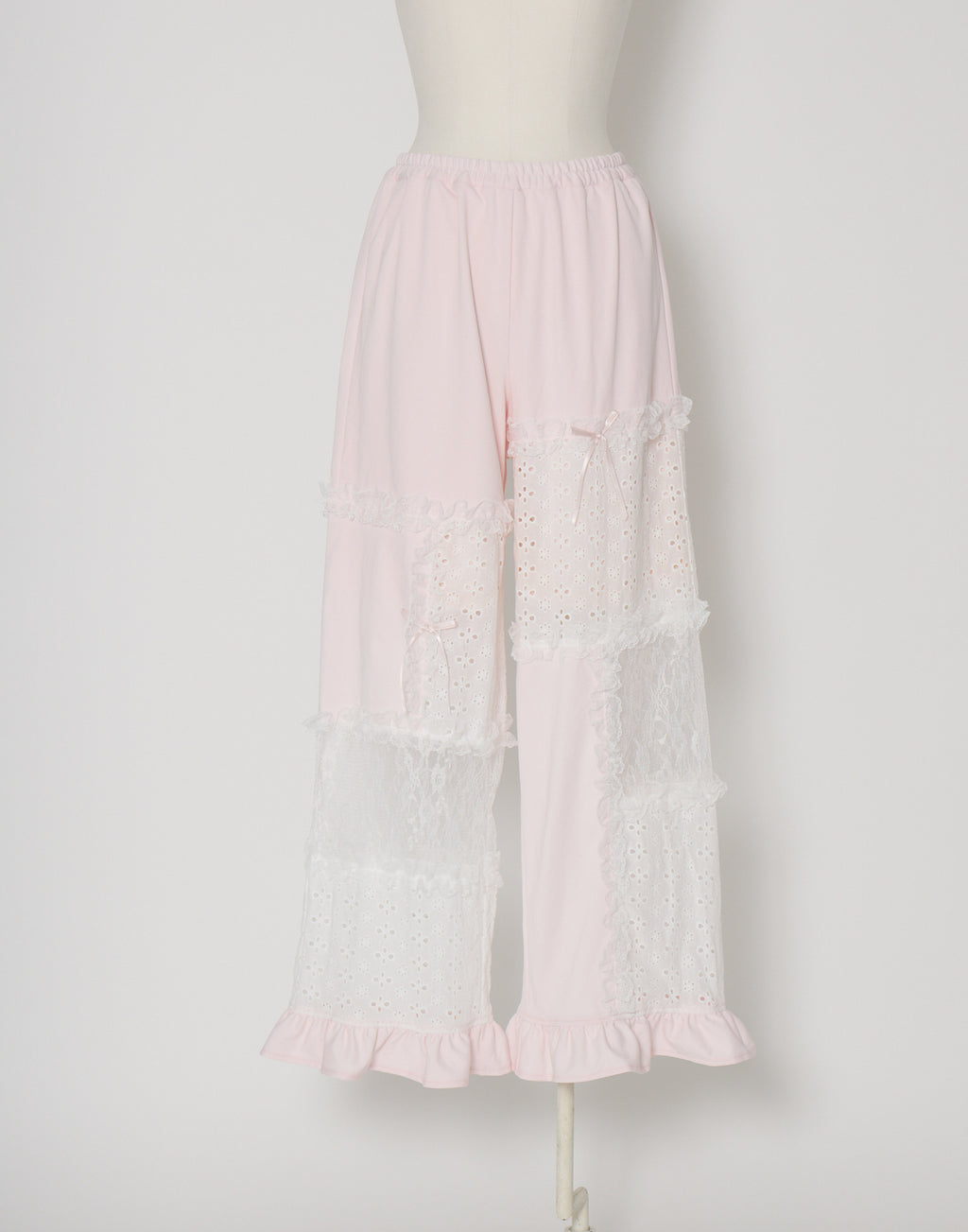 Lolime patchwork lace frill pants