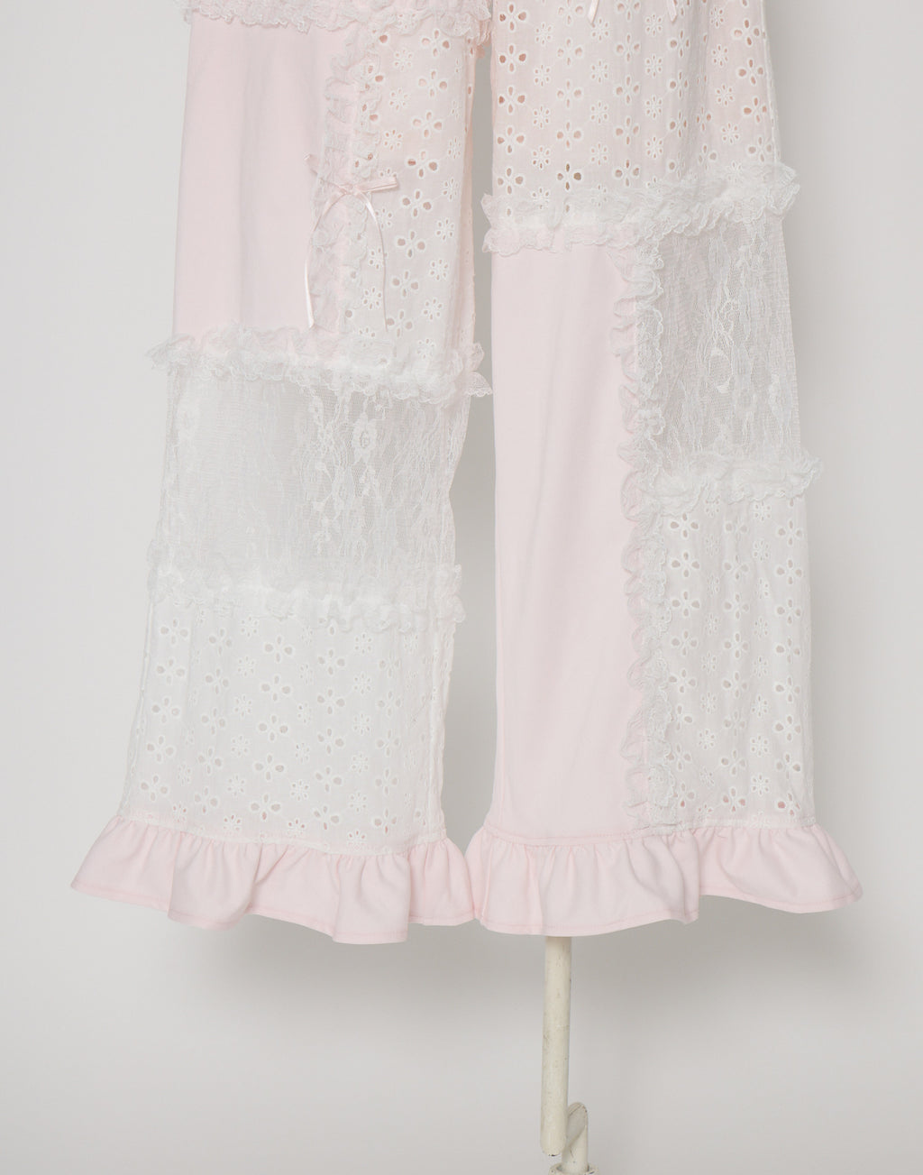 Lolime patchwork lace frill pants