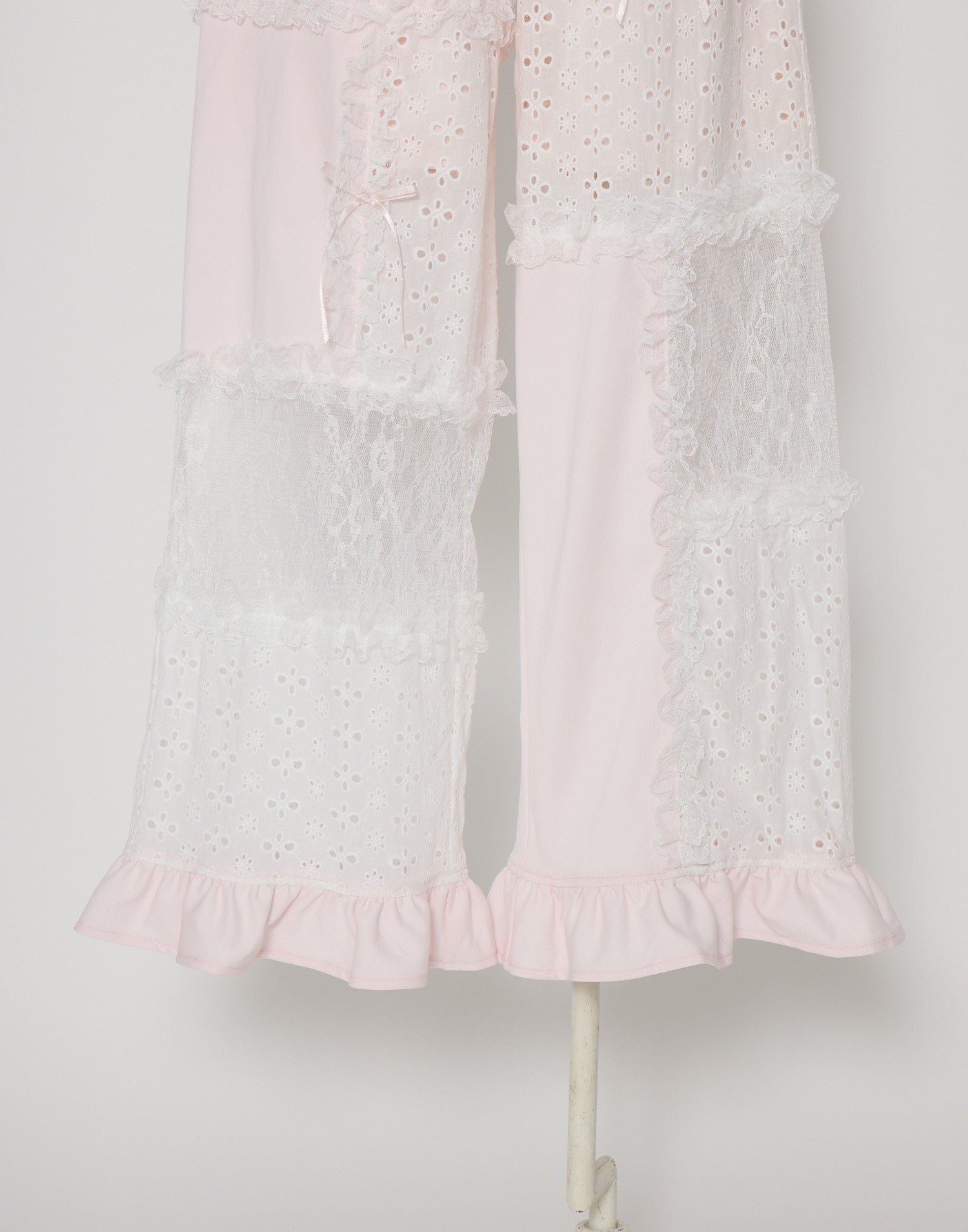 Lolime patchwork lace frill pants