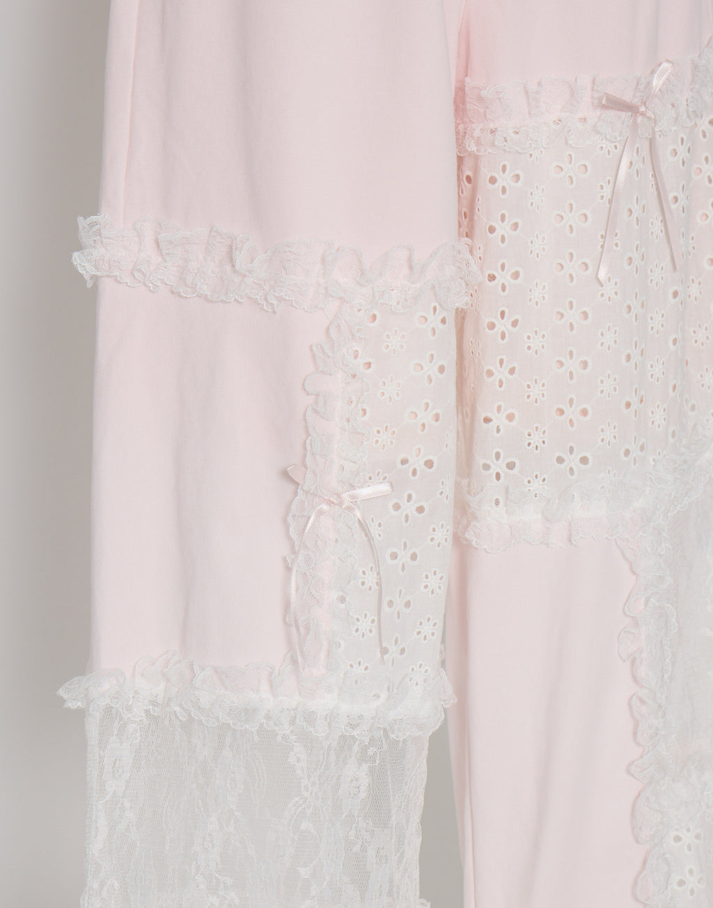 Lolime patchwork lace frill pants
