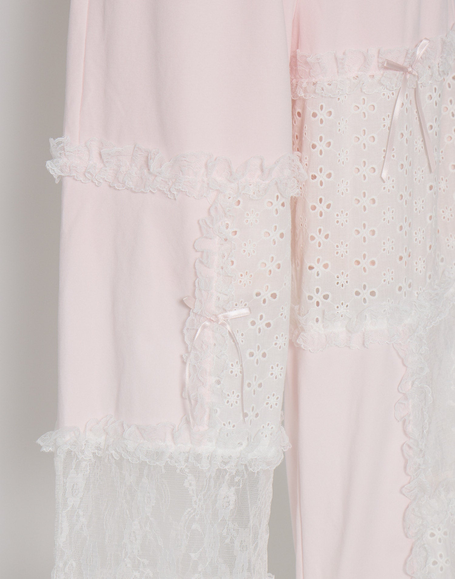 Lolime patchwork lace frill pants