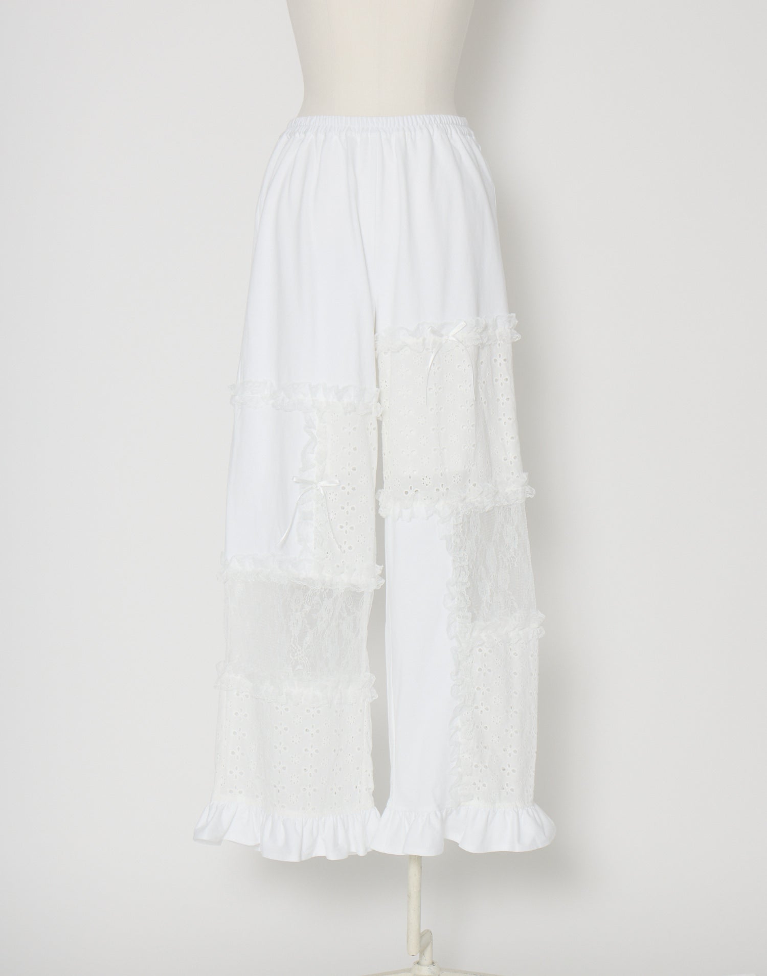 Lolime patchwork lace frill pants