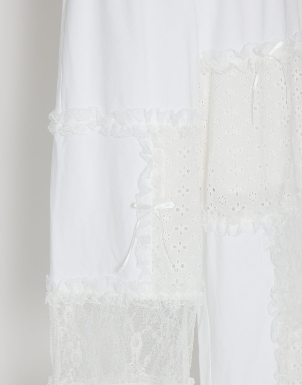 Lolime patchwork lace frill pants