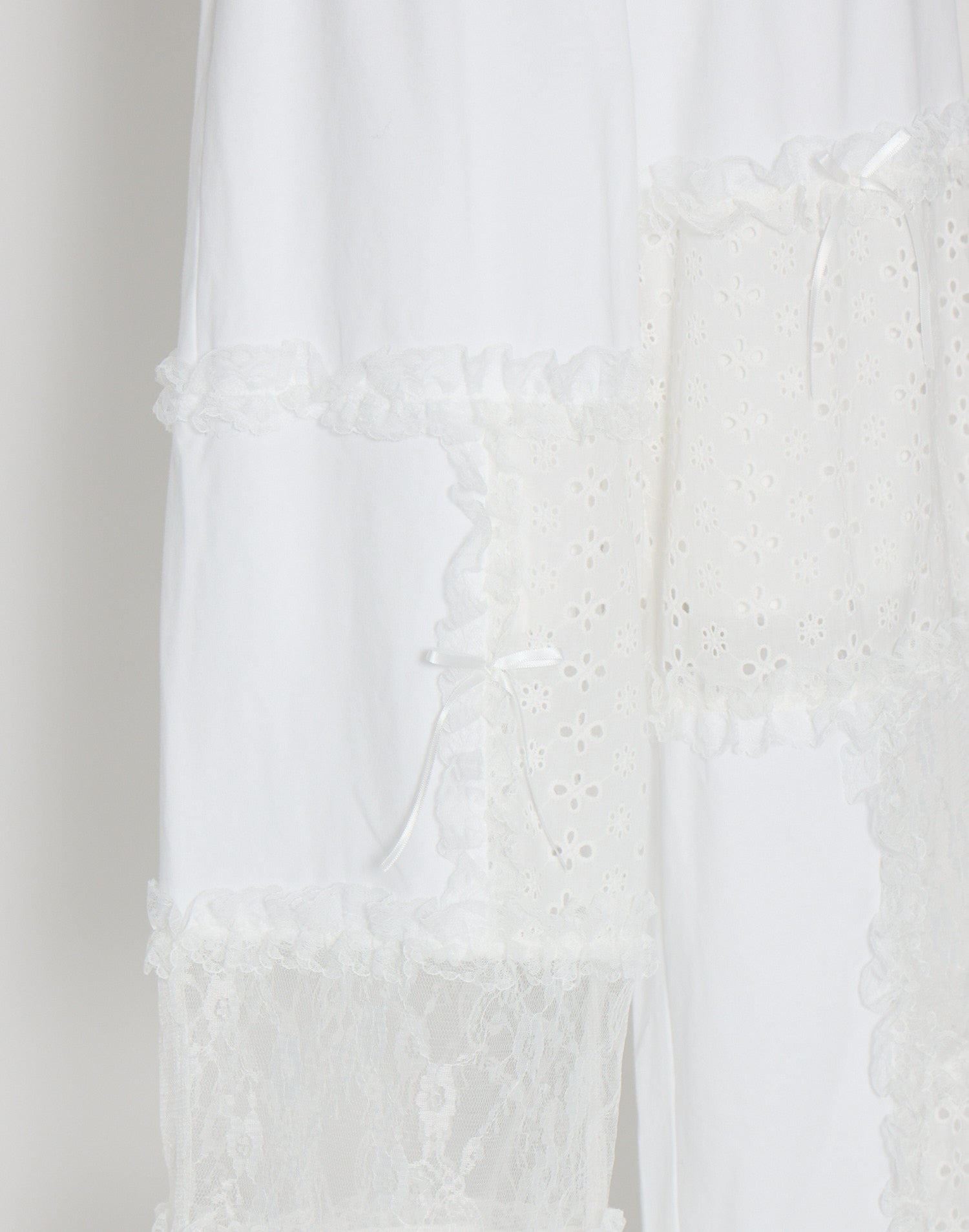 Lolime patchwork lace frill pants