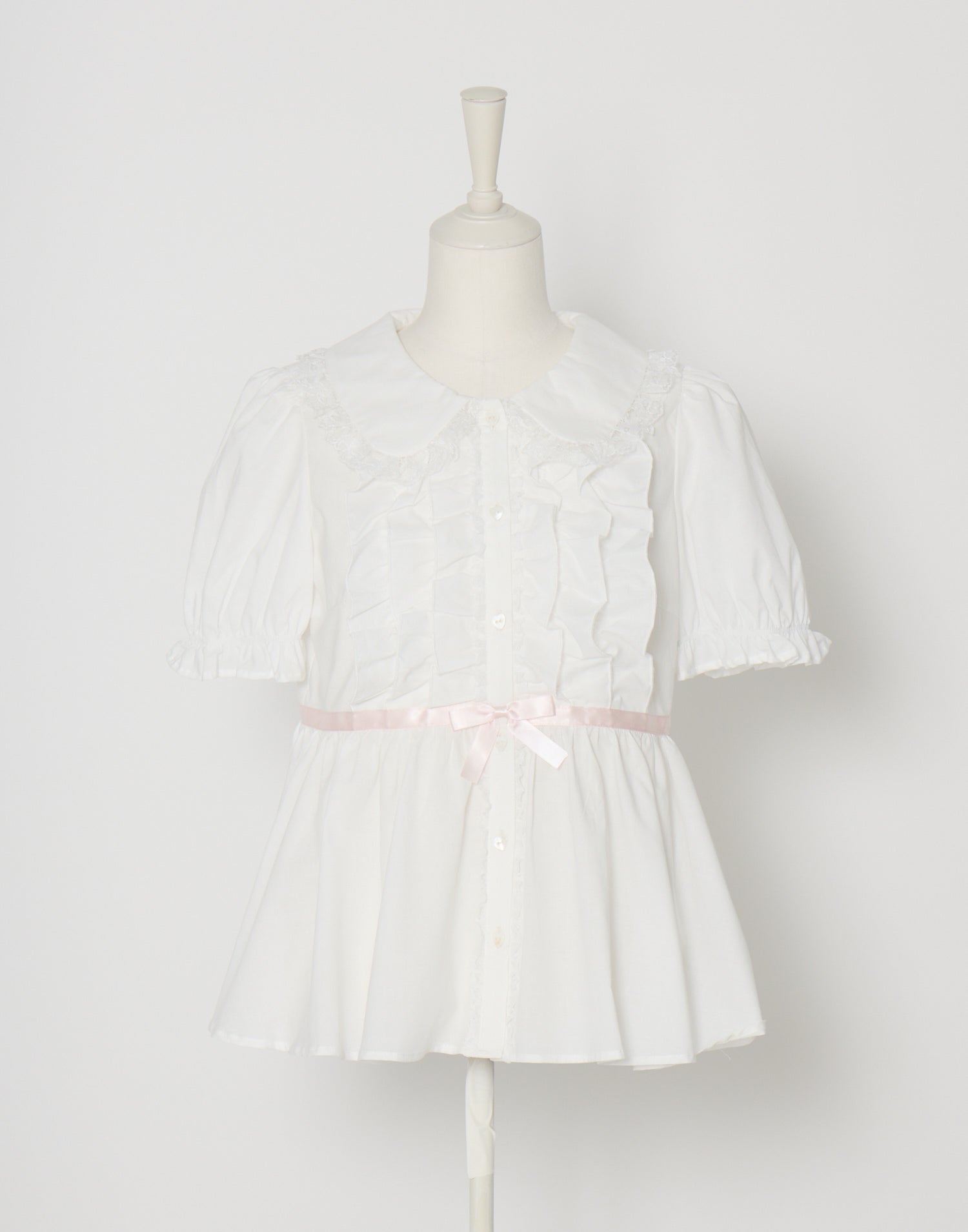 Lolime ribbon puff sleeve ruffle blouse