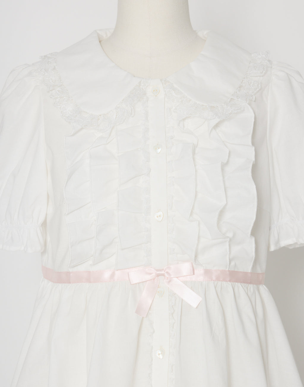 Lolime ribbon puff sleeve ruffle blouse