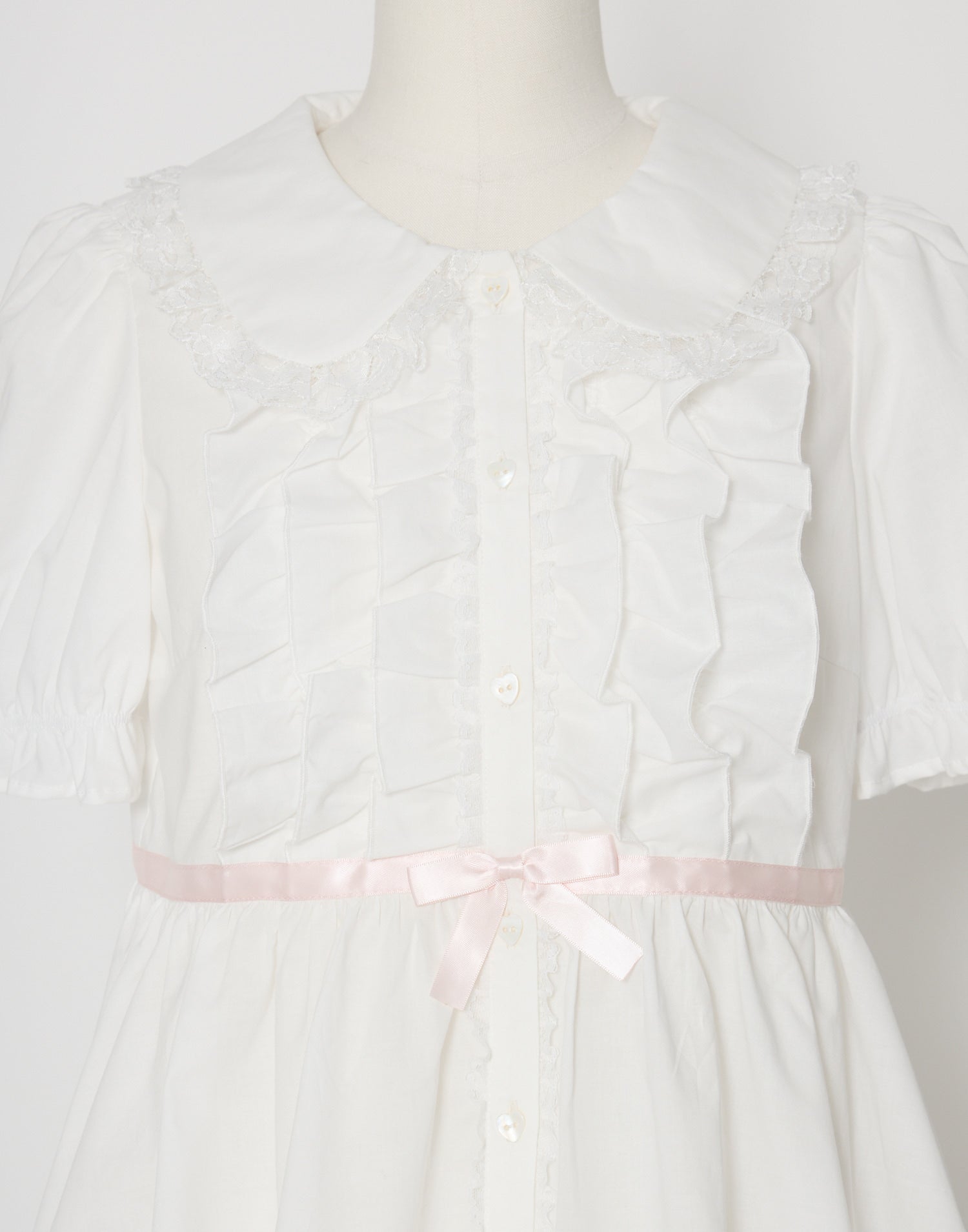 Lolime ribbon puff sleeve ruffle blouse