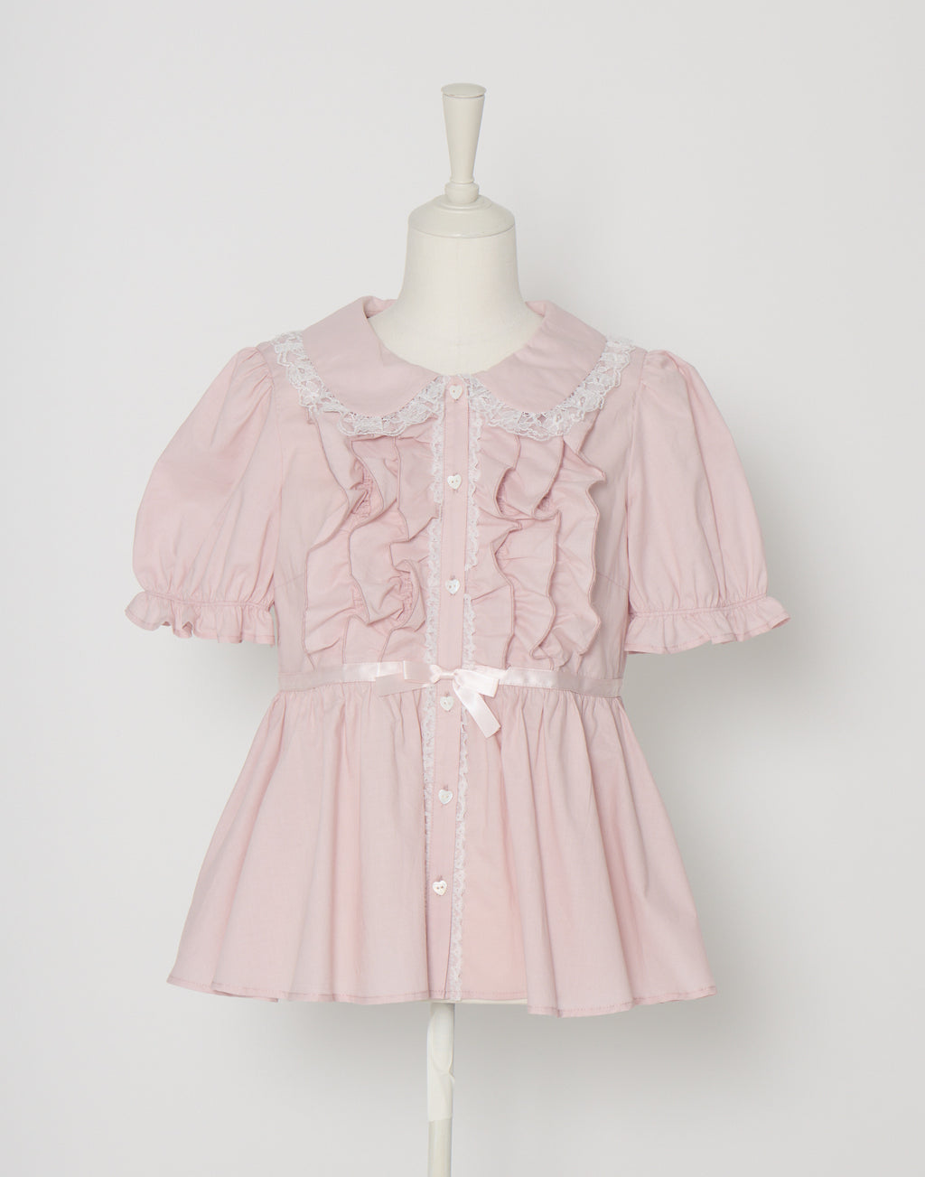 Lolime ribbon puff sleeve ruffle blouse