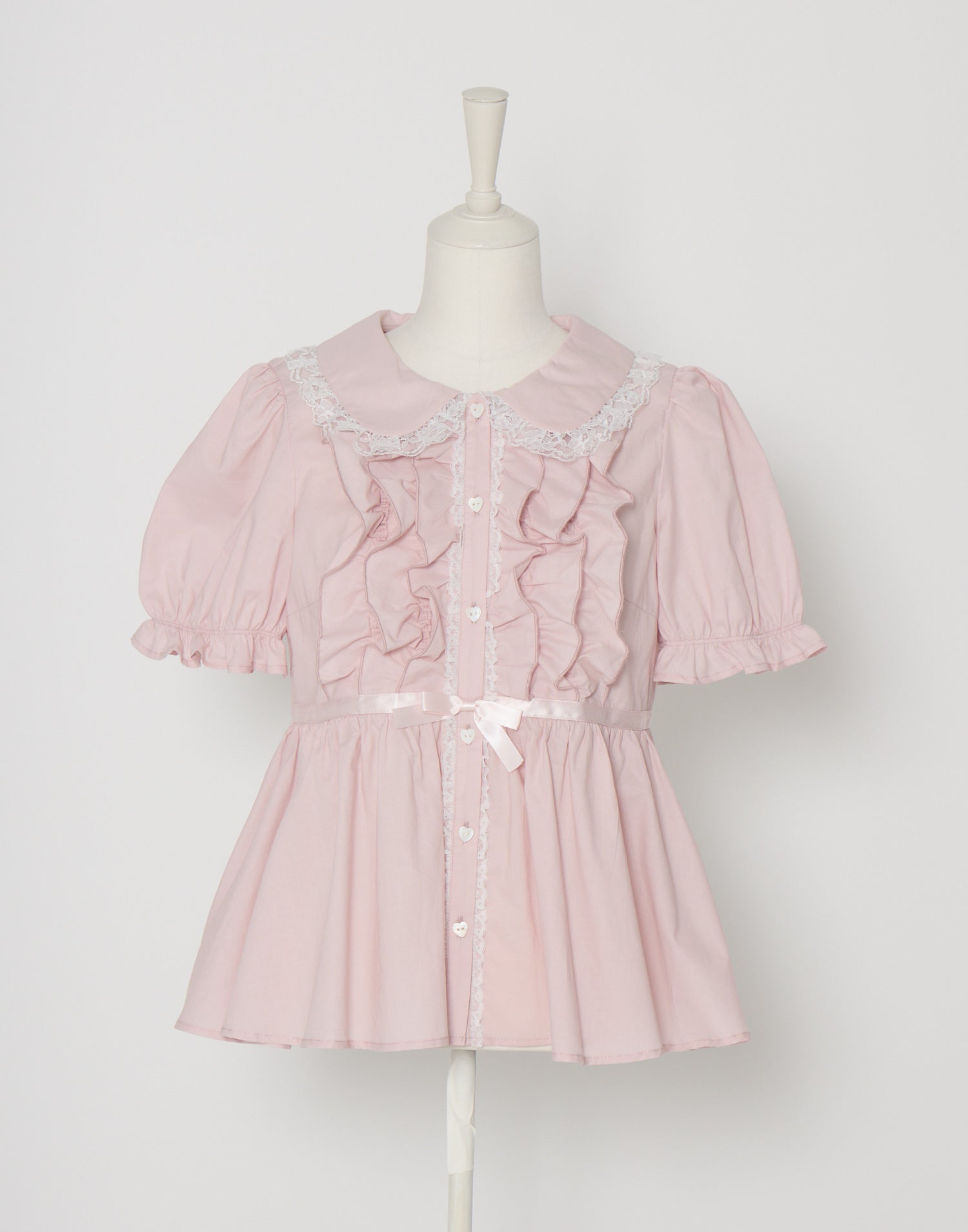 Lolime ribbon puff sleeve ruffle blouse