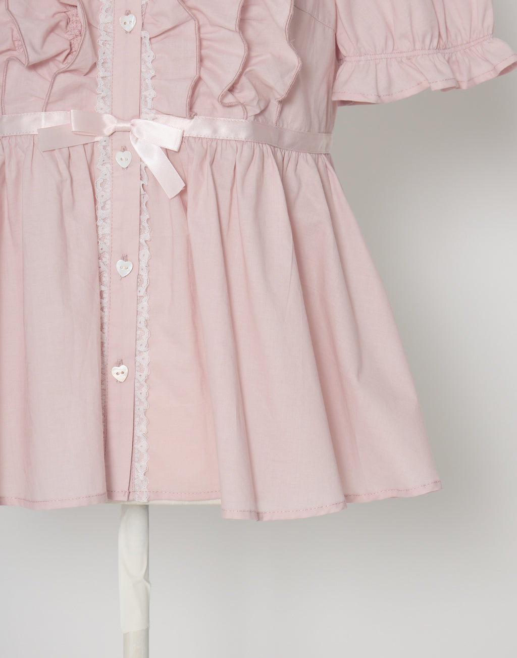 Lolime ribbon puff sleeve ruffle blouse