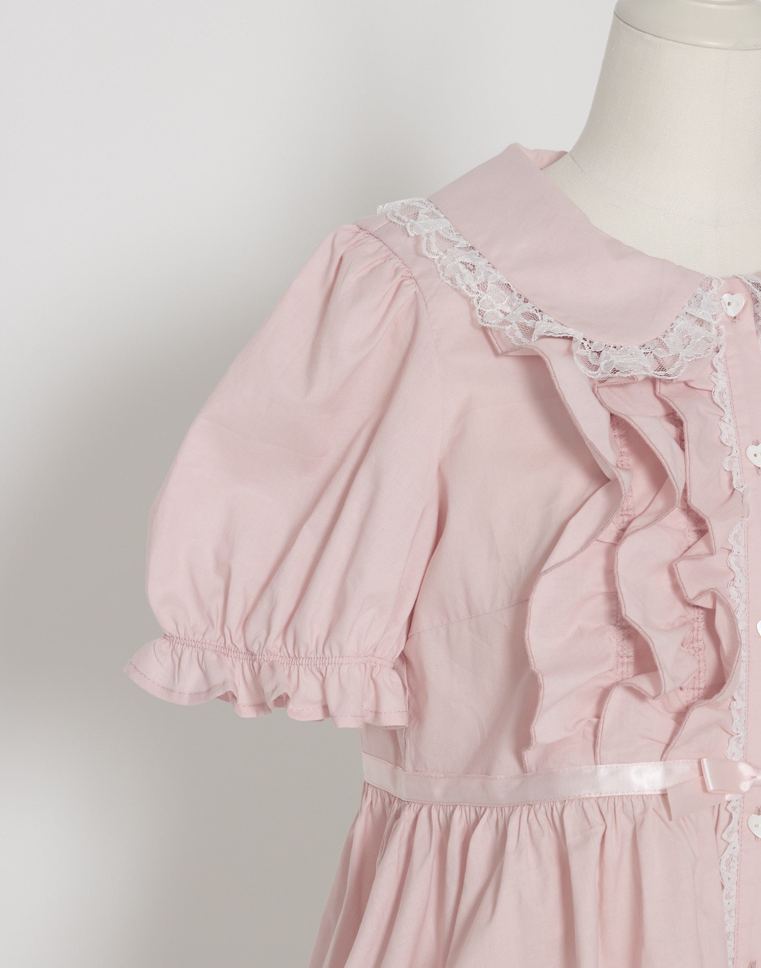 Lolime ribbon puff sleeve ruffle blouse