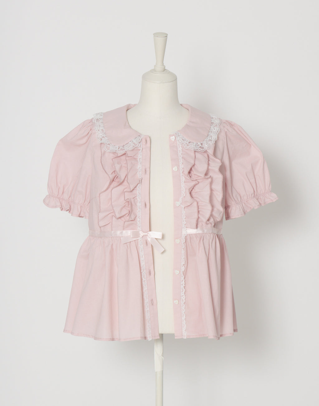 Lolime ribbon puff sleeve ruffle blouse