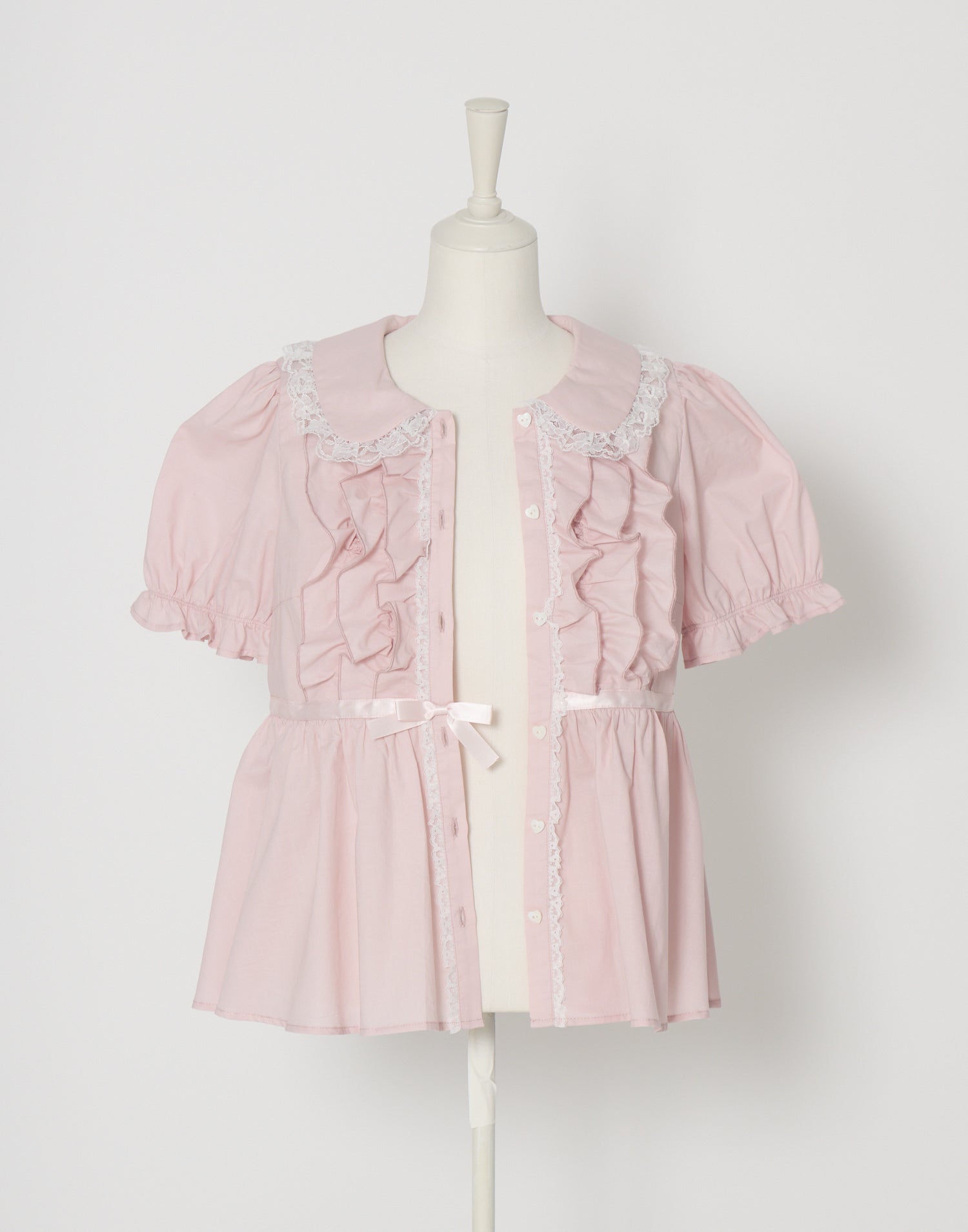 Lolime ribbon puff sleeve ruffle blouse