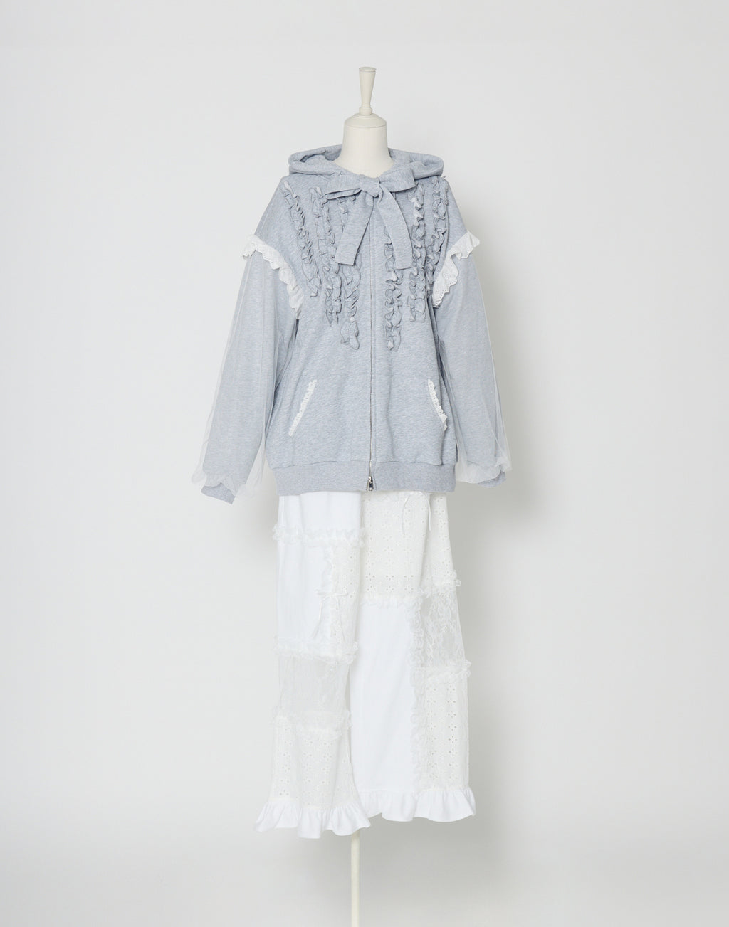 Lolime patchwork lace frill pants