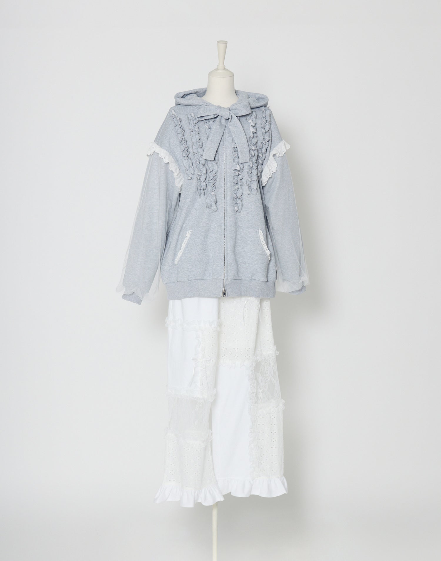 Lolime patchwork lace frill pants