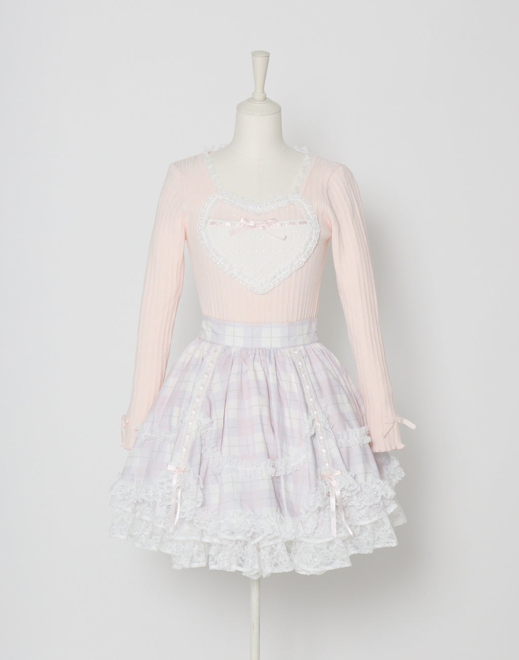 mellfy memory Sweet check love lace skirt