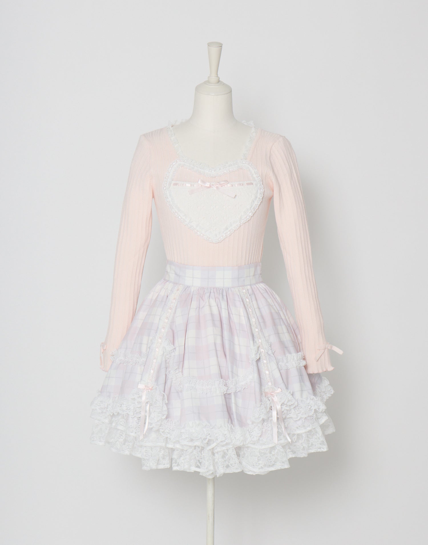 mellfy memory Sweet check love lace skirt