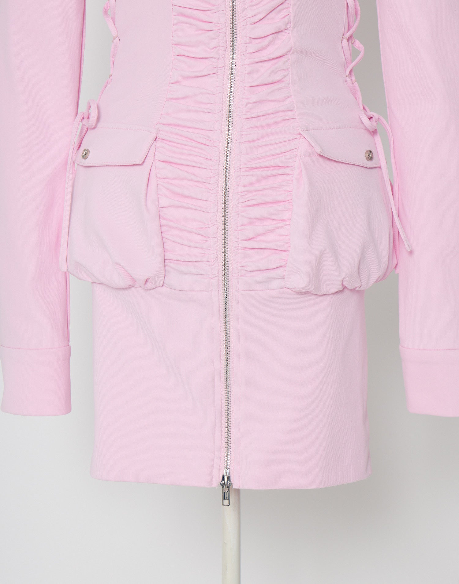 AVENCHUMU Zip-up shirt collar shirring one-piece