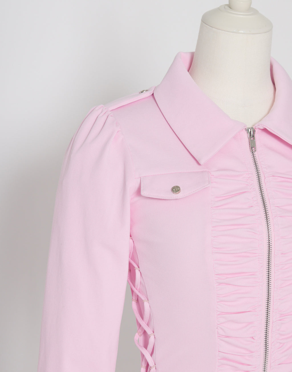 AVENCHUMU Zip-up shirt collar shirring one-piece