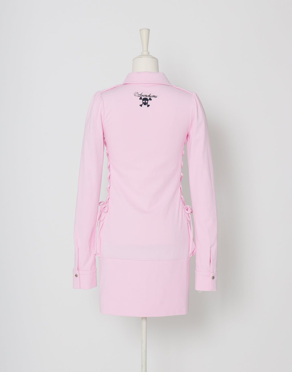 AVENCHUMU Zip-up shirt collar shirring one-piece