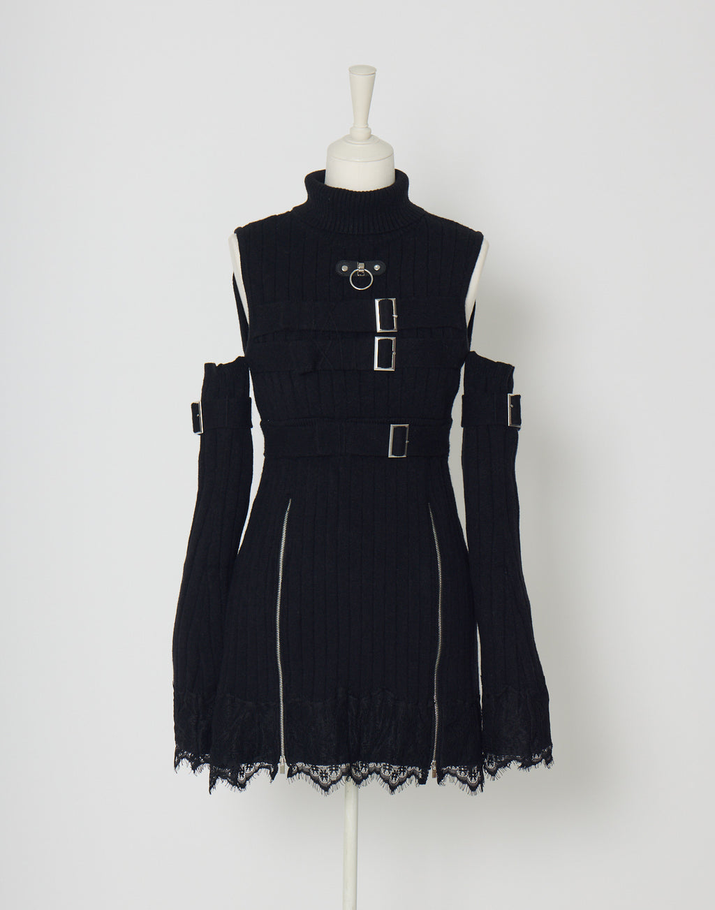 AVENCHUMU Belt & zip arm warmers knit one-piece