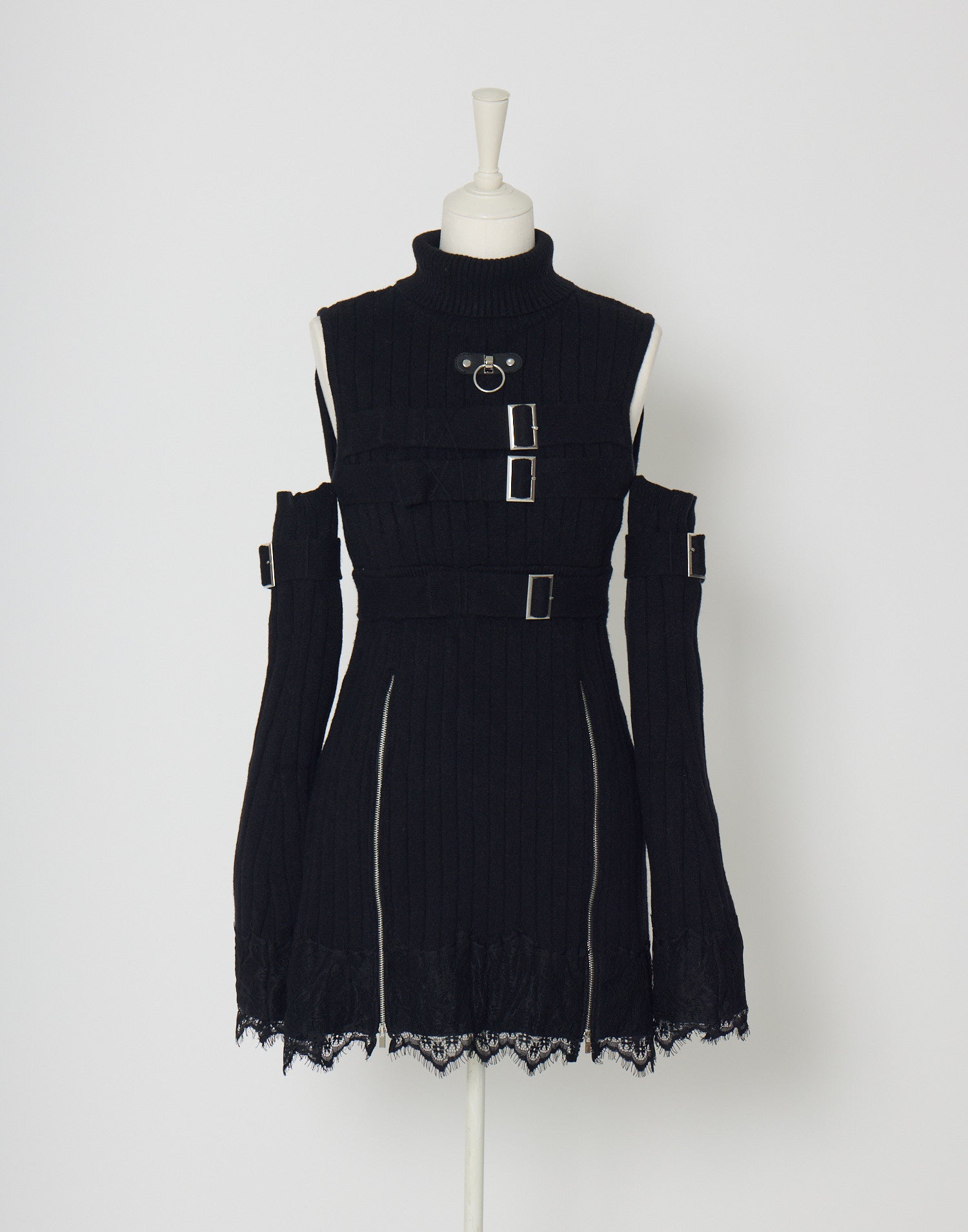 AVENCHUMU Belt & zip arm warmers knit one-piece