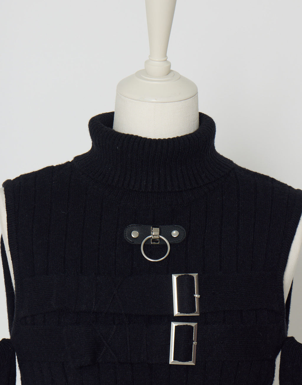 AVENCHUMU Belt & zip arm warmers knit one-piece