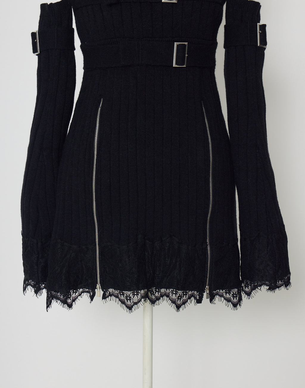 AVENCHUMU Belt & zip arm warmers knit one-piece