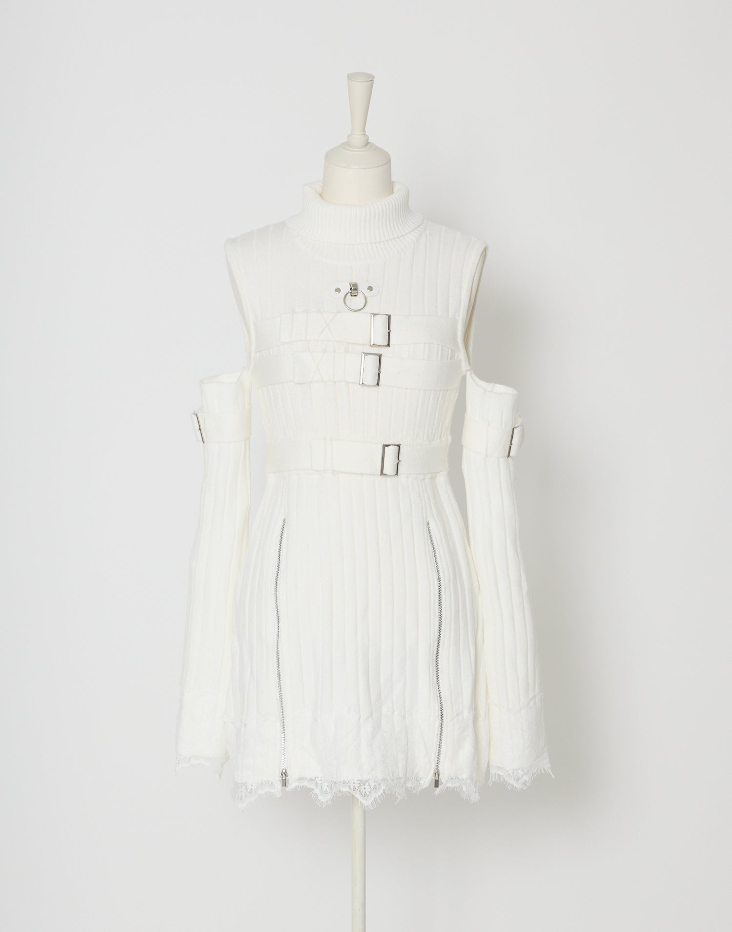 AVENCHUMU Belt & zip arm warmers knit one-piece