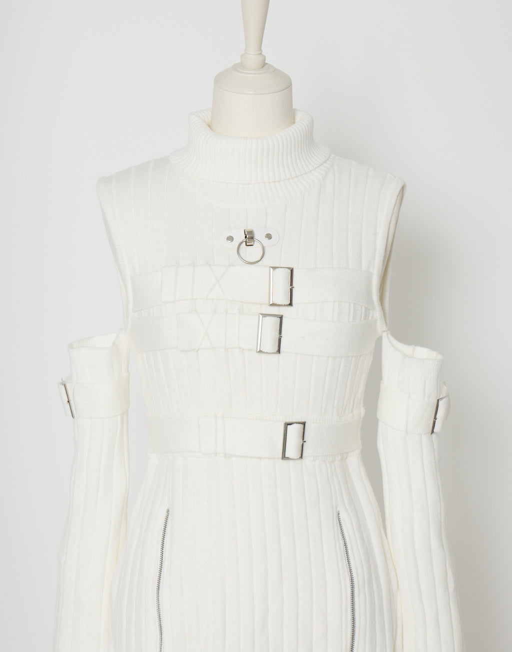 AVENCHUMU Belt & zip arm warmers knit one-piece