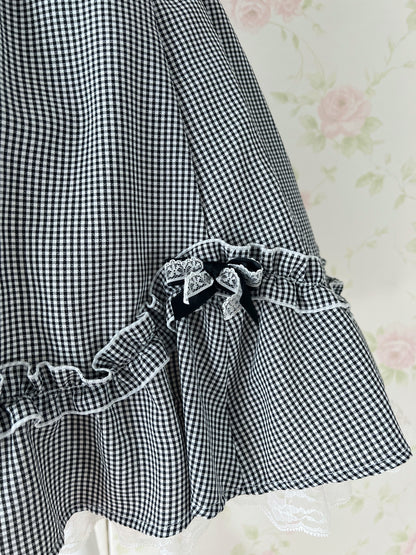 Secret Honey Ruffled Line Jumper Skirt (Black Check)