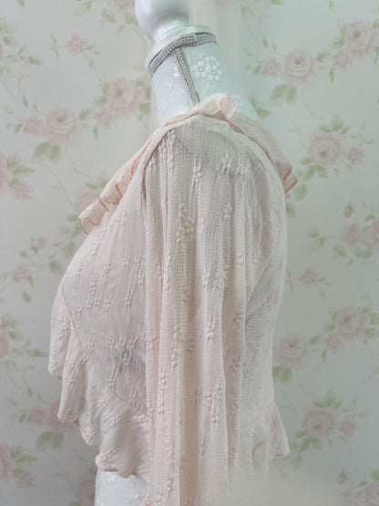 GRL Lacy Front String Cardigan (Pink)