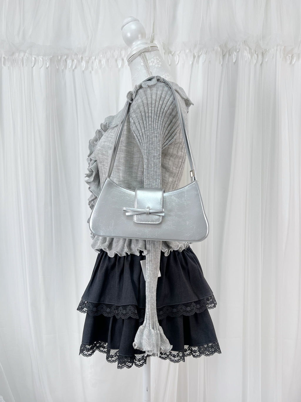 Silver Ribbon Hand Bag