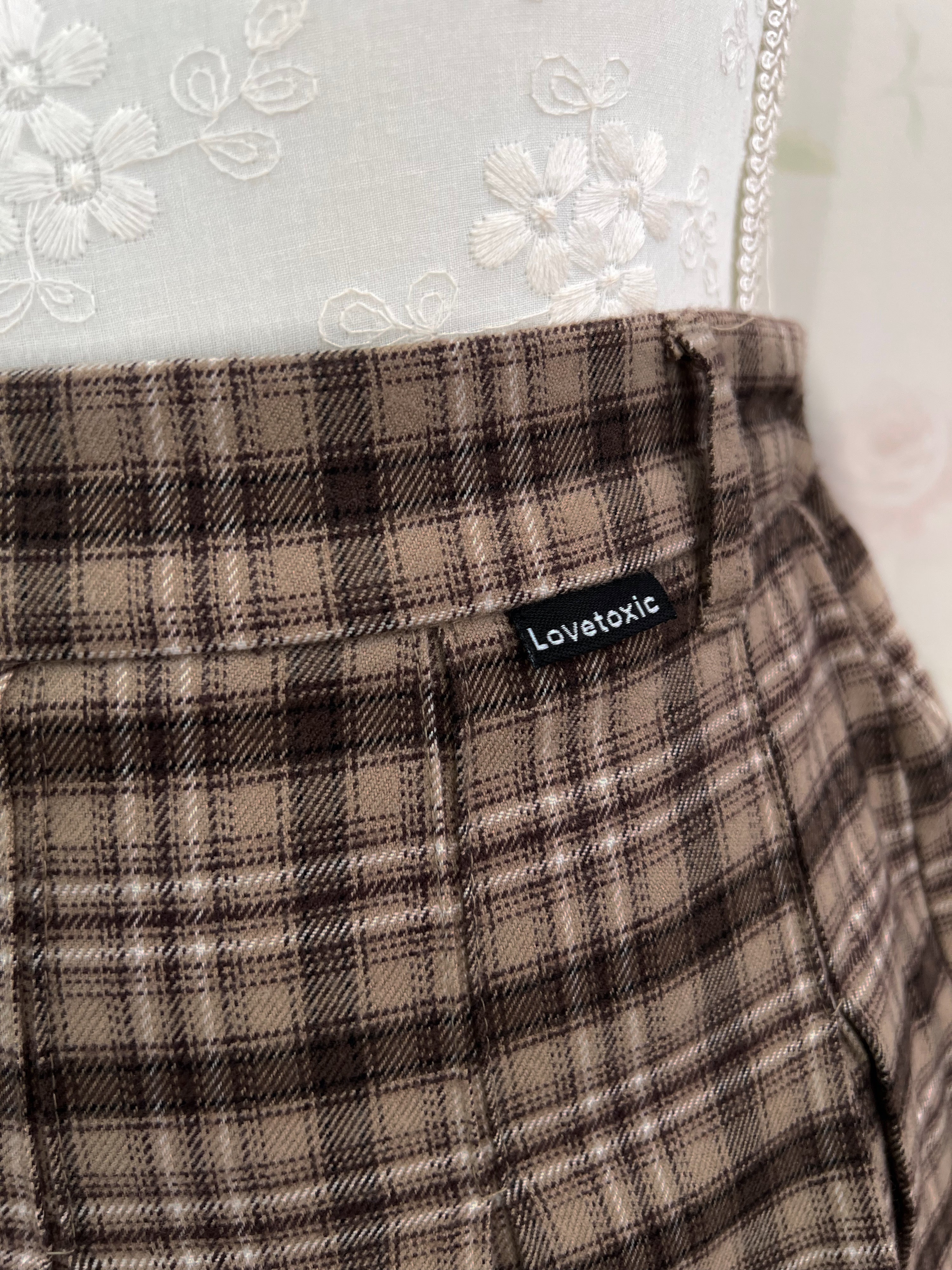 Love Toxic Pleated Checked Skirt