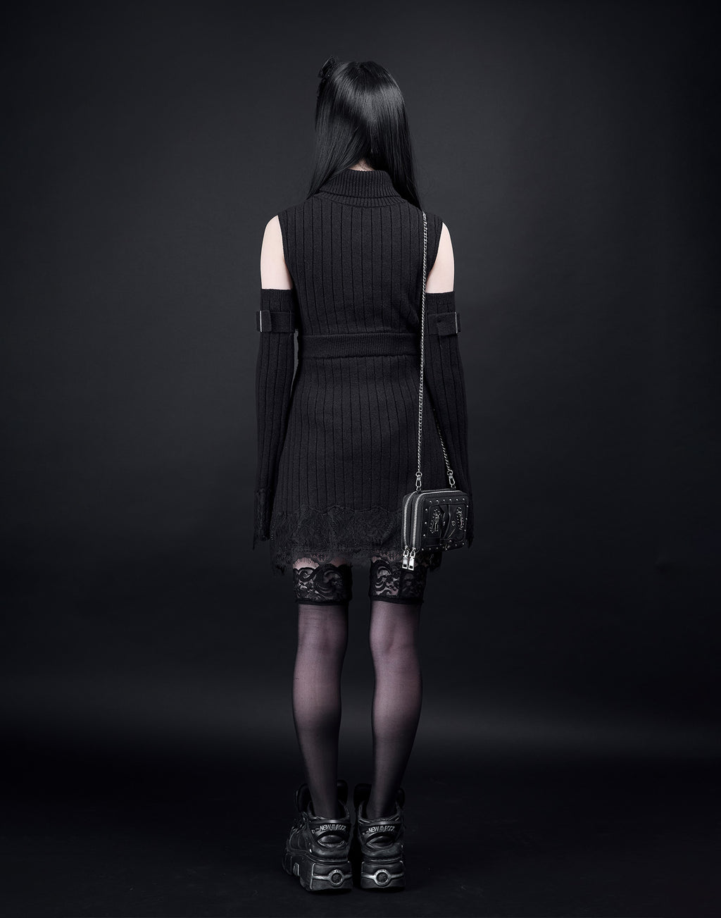 AVENCHUMU Belt & zip arm warmers knit one-piece