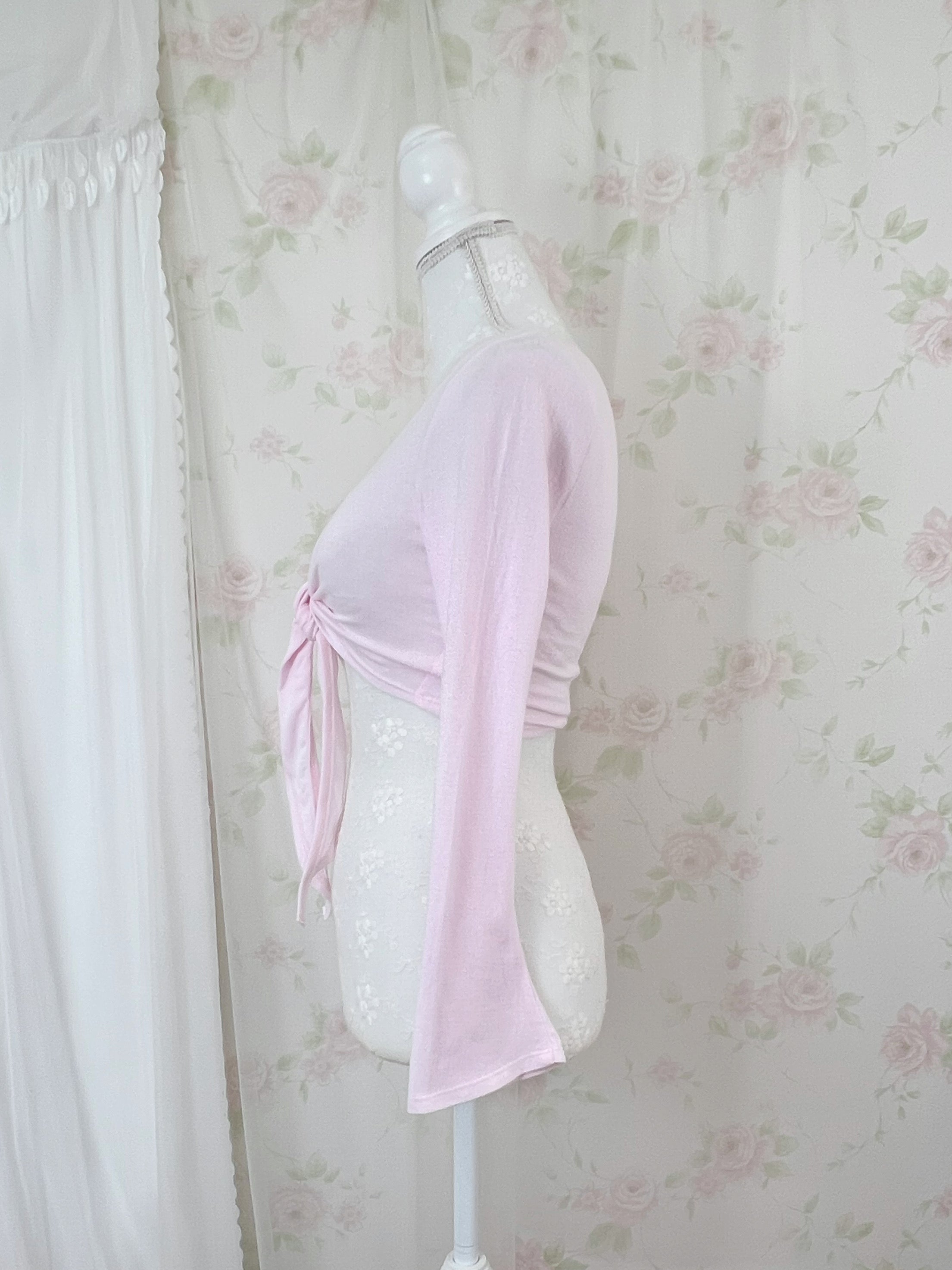 Front Tie Cardigan (Pink)