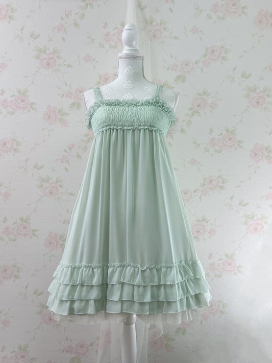 L’EST ROSE Smocked Camisole Dress (Mint Green)