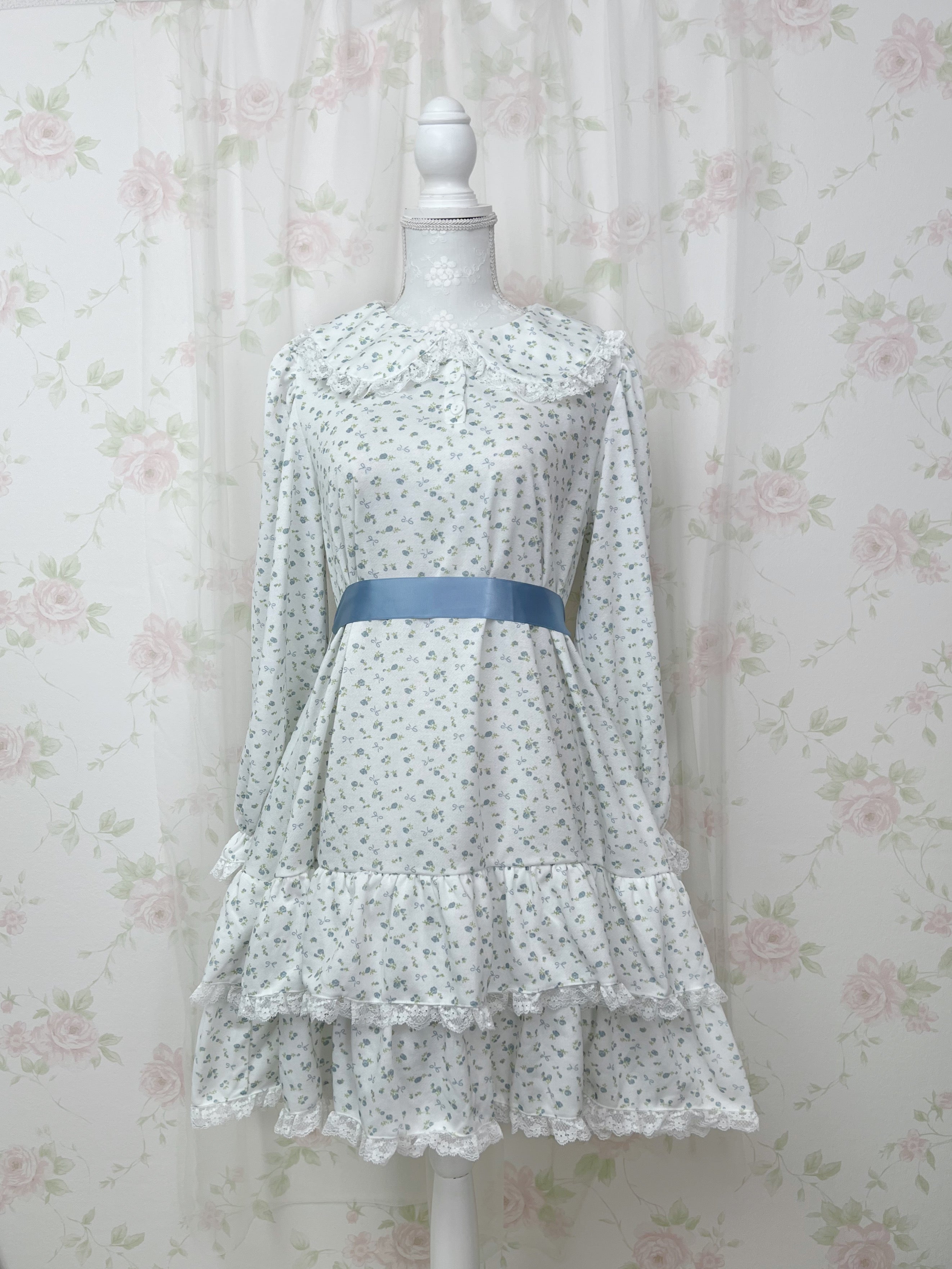 majoretty Petite Floral Tiered Dress (Blue)