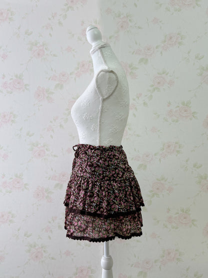 INGNI Petite Floral Layered Skirt (Brown)